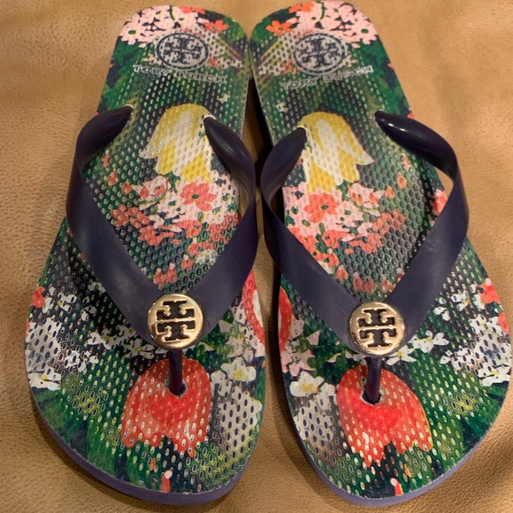 Tory Burch Shoes - ❤️ Tory Burch heeled flip flops with flowers